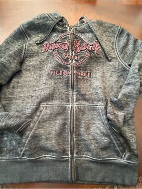 Hard Rock Cafe Grey Pullover-Style Zip Hoodie with Logo from Pigeon Forge